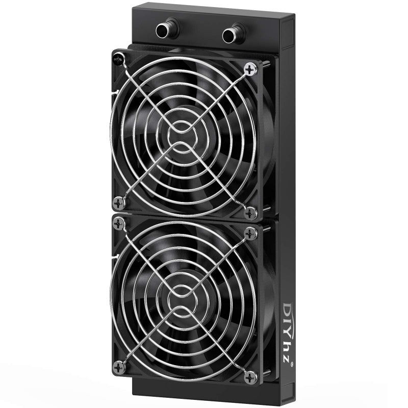 DIYhz Water Cooling Computer Radiator, 12 Pipe Aluminum Heat Exchanger Liquid Cooling Radiator Heat Sink 240mm with Dual Fans for CPU PC Laser Water Cool System DC12V Black - Image 1